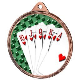 Medalla de Color Royal Flush de Cartas con Textura 3D en Bronce