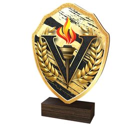 Trofeo Arden de Madera Real con Escudo de Victoria
