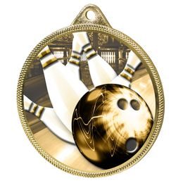 Medalla Clásica de Boliche con Textura 3D en Oro