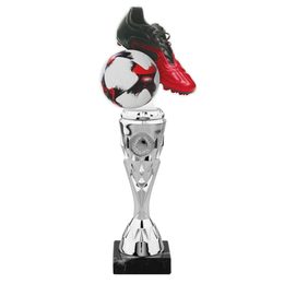 Trofeo de Balón y Bota de Fútbol de Plata con Parte Superior de Acrílico