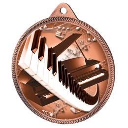 Medalla Clásica de Piano y Teclado con Textura 3D en Bronce