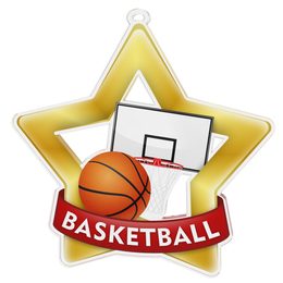 Medalla Mini Estrella de Acrílico Oro para Baloncesto