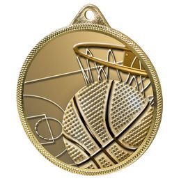 Medalla Clásica de Baloncesto con Textura 3D en Oro