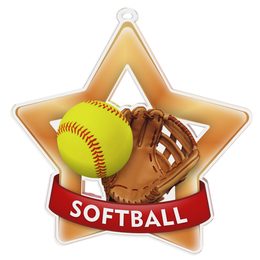 Medalla Mini Estrella de Acrílico Bronce para Softball