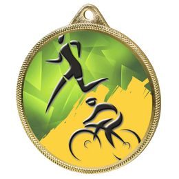 Medalla de Duatlón con Textura de Color e Impresión 3D en Oro