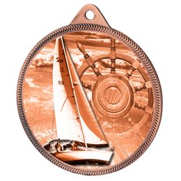 Medalla Clásica de Vela con Textura 3D en Bronce