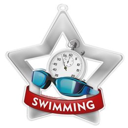 Medalla Mini Estrella de Acrílico Plata para Natación