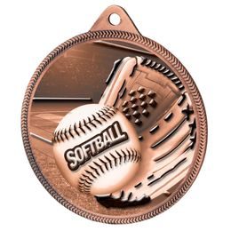 Medalla Clásica de Softbol con Textura Impresa en 3D - Bronce