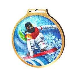 Medalla Habitat de Madera Ecológica de Snowboard Oro