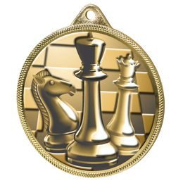 Medalla Clásica de Ajedrez con Textura 3D en Oro