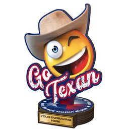 Trofeo de Madera Auténtica con Sombrero Texano Marrón de Rodeo