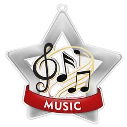 Medalla Mini Estrella de Acrílico Plata para Música