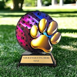 Trofeo Roswell en Acrílico Negro con Huella Canina