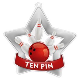 Medalla Mini Estrella de Acrílico Plata para Boliche