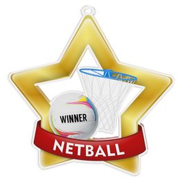 Medalla Mini Estrella de Acrílico Oro para Netball