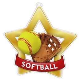 Medalla Mini Estrella de Acrílico Oro para Softbol