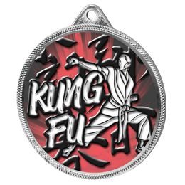 Medalla de Kung Fu con Textura de Color Impresión 3D en Plata