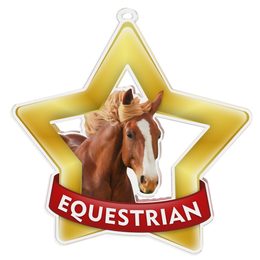 Medalla Mini Estrella de Acrílico Oro Ecuestre
