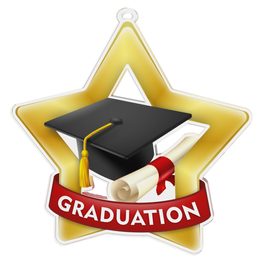 Medalla Mini Estrella de Acrílico Oro para Graduación