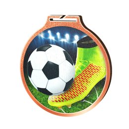 Medalla Habitat de Madera Ecológica Fútbol Soccer Bronce