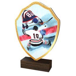 Trofeo Arden de Madera Real con Escudo de Hockey sobre Hielo