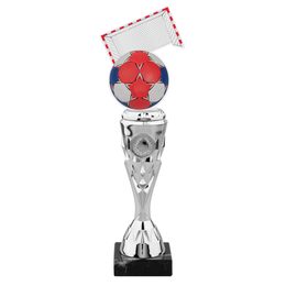 Trofeo de Acrílico con Portería de Fútbol Plateada y Balón Rojo