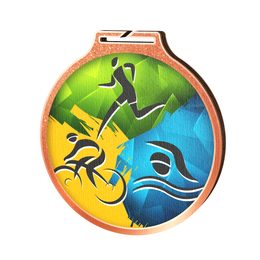 Medalla Habitat de Madera Ecológica para Triatlón Bronce