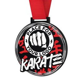 Medalla de Karate Negro Tokyo XL de Acrílico con Logo