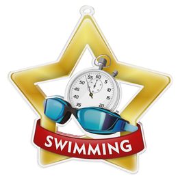 Medalla Mini Estrella de Acrílico Oro para Natación