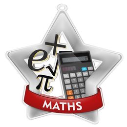 Medalla Mini Estrella de Acrílico Plata para Matemáticas