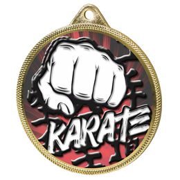 Medalla de Karate con Textura de Color 3D en Oro