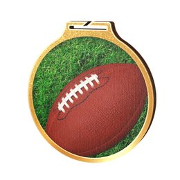 Medalla Habitat de Madera Ecológica Fútbol Americano Oro