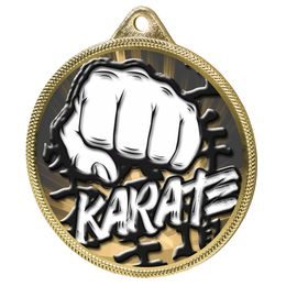 Medalla Clásica de Karate con Textura 3D en Oro