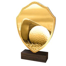 Trofeo Arden de Madera Real con Escudo de Golf Clásico