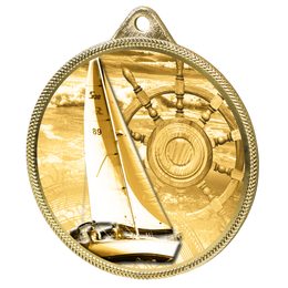 Medalla Clásica de Vela con Textura 3D en Oro