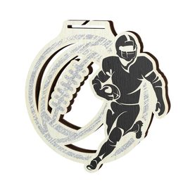 Medalla Acacia de Madera Ecológica de Fútbol Americano - Plata