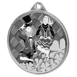 Medalla Clásica de Danza Irlandesa con Textura 3D en Plata
