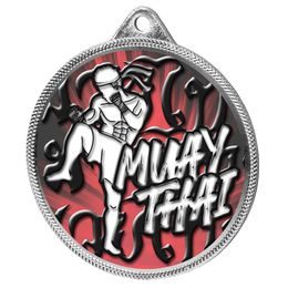 Medalla de Plata con Textura de Color Muay Thai en Impresión 3D