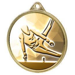 Silueta de Gimnasta Medalla Clásica Textura Impresión 3D Oro