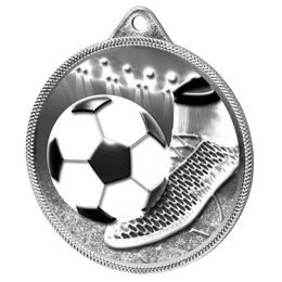Medalla de Plata con Impresión 3D de Bota y Balón de Fútbol Textura Clásica