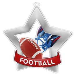 Medalla Mini Estrella de Acrílico Plata para Fútbol Americano