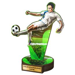 Trofeo Grove de Madera Real con Jugador de Fútbol en Acción