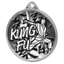 Medalla Clásica de Kung Fu con Textura 3D en Plata