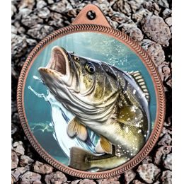 Medalla de Bronce con Textura de Pesca de Carpa