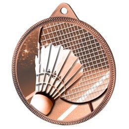 Medalla de Bronce con Textura Clásica de Bádminton en Impresión 3D