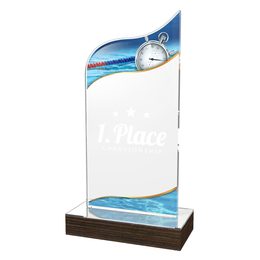 Trofeo Clásico de Natación en Acrílico y Madera