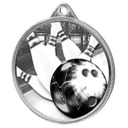Medalla Clásica de Boliche con Textura de Impresión 3D en Plata