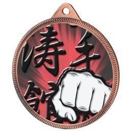 Medalla de Bronce con Textura de Puño de Artes Marciales en Impresión 3D