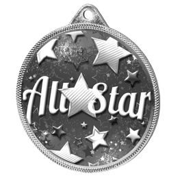 Medalla Clásica All Star con Textura de Impresión 3D en Plata