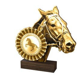 Trofeo de Madera Sierra con Roseta Ecuestre - Clásico